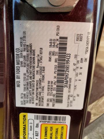 Photo 10 from auction – 2017 FORD FUSION SE with VIN 3FA6P0H72HR199433