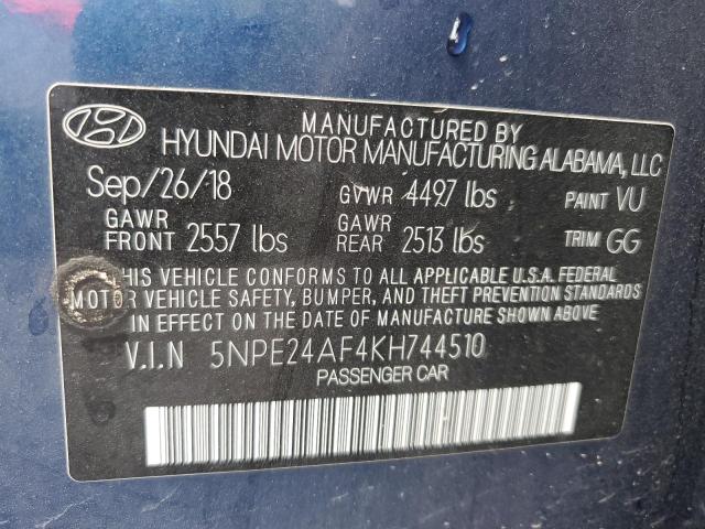 Photo 10 from auction – 2019 HYUNDAI SONATA SE with VIN 5NPE24AF4KH744510