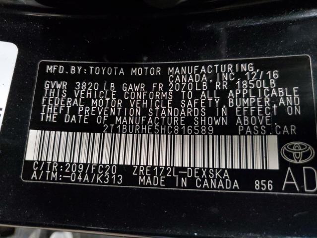 Photo 10 from auction – 2017 TOYOTA COROLLA L with VIN 2T1BURHE5HC816589