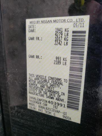 Photo 10 from auction – 2012 NISSAN ALTIMA BAS with VIN 1N4AL2AP7CN403991