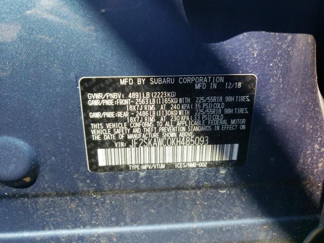 Photo 10 from auction – 2019 SUBARU FORESTER T with VIN JF2SKAWC0KH485093