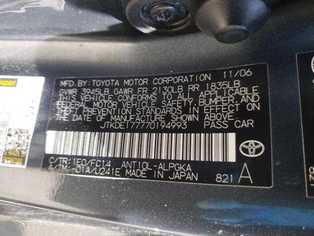Photo 10 from auction – 2007 SCION TC with VIN JTKDE177770194993