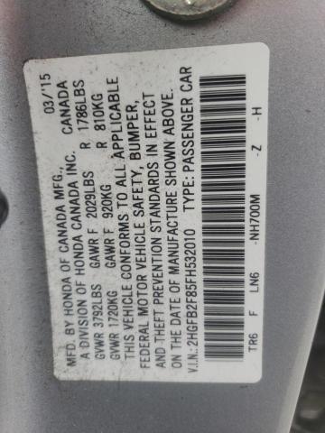 Photo 10 from auction – 2015 HONDA CIVIC EX with VIN 2HGFB2F85FH532010