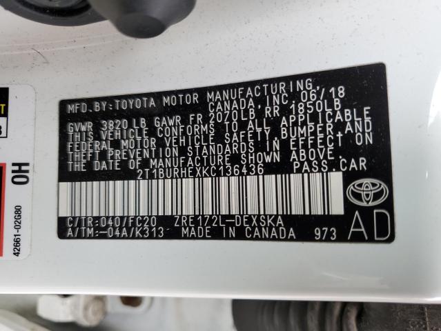 Photo 10 from auction – 2019 TOYOTA COROLLA L with VIN 2T1BURHEXKC136436