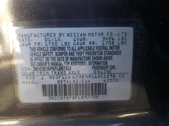 Photo 10 from auction – 2015 NISSAN VERSA S with VIN 3N1CN7AP8FL897702