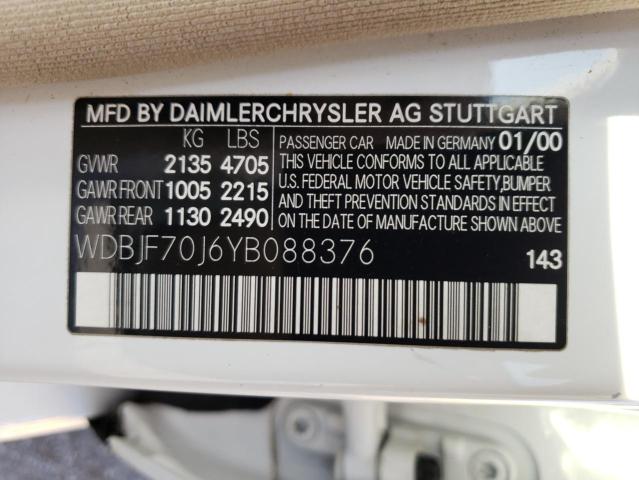 Photo 10 from auction – 2000 MERCEDES-BENZ E 430 with VIN WDBJF70J6YB088376