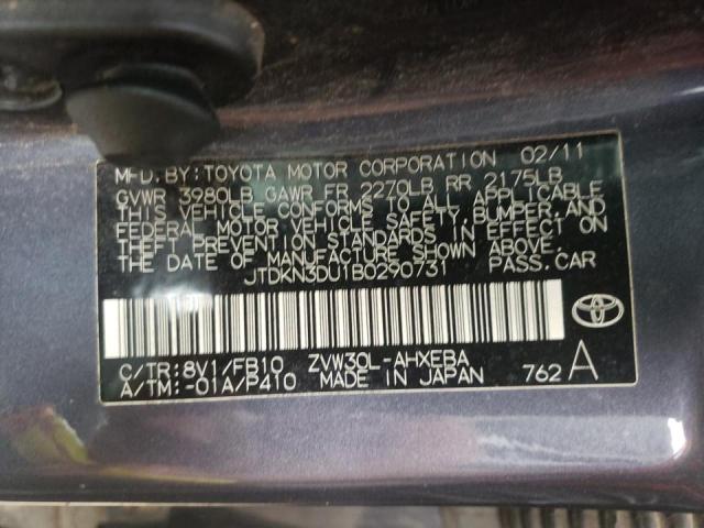 Photo 10 from auction – 2011 TOYOTA PRIUS with VIN JTDKN3DU1B0290731