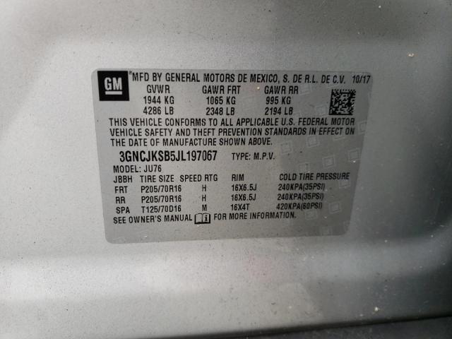 Photo 10 from auction – 2018 CHEVROLET TRAX LS with VIN 3GNCJKSB5JL197067