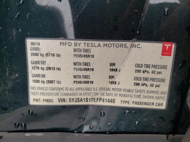 Photo 10 from auction – 2014 TESLA MODEL S with VIN 5YJSA1S12EFP41440