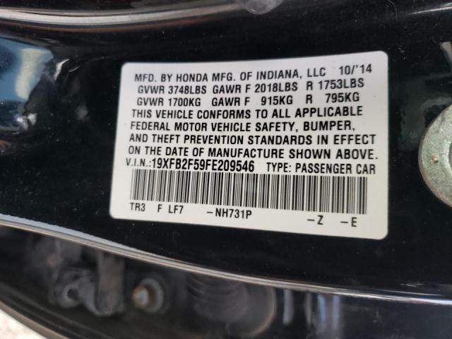 Photo 10 from auction – 2015 HONDA CIVIC LX with VIN 19XFB2F59FE209546