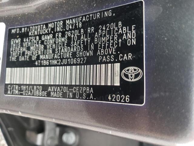 Photo 10 from auction – 2018 TOYOTA CAMRY XSE with VIN 4T1B61HK2JU106927