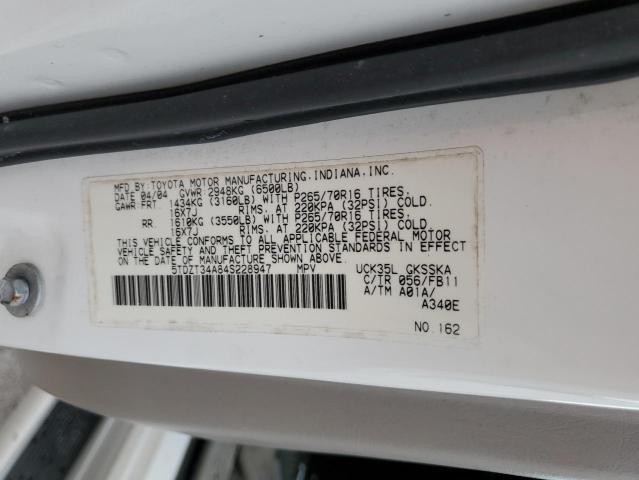 Zdjęcie 10 z aukcji – 2004 TOYOTA SEQUOIA z VIN 5TDZT34A84S228947