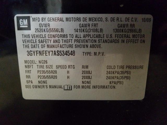 Photo 10 from auction – 2010 CADILLAC SRX PREMIU with VIN 3GYFNFEY7AS534548