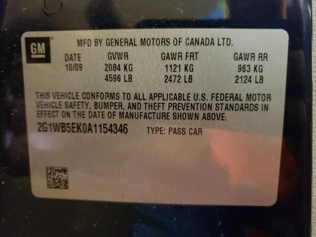Photo 10 from auction – 2010 CHEVROLET IMPALA LT with VIN 2G1WB5EK0A1154346