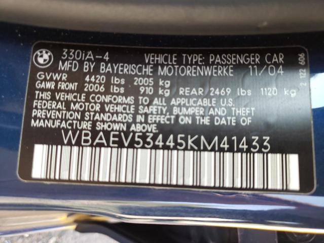 Photo 10 from auction – 2005 BMW 330 I with VIN WBAEV53445KM41433