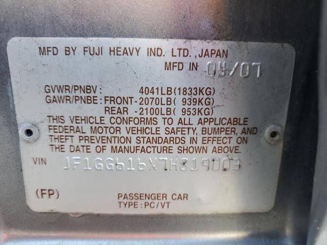 Photo 10 from auction – 2007 SUBARU IMPREZA 2. with VIN JF1GG616X7H819003