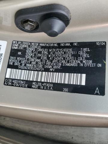 Photo 10 from auction – 2005 TOYOTA SIENNA CE with VIN 5TDZA23C95S240724