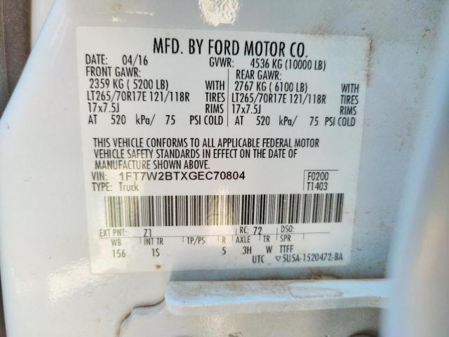 Photo 10 from auction – 2016 FORD F250 SUPER with VIN 1FT7W2BTXGEC70804