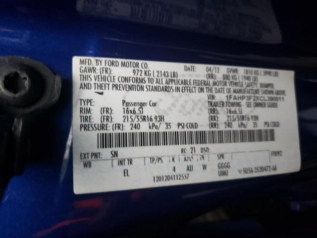 Photo 10 from auction – 2012 FORD FOCUS SE with VIN 1FAHP3F2XCL390011