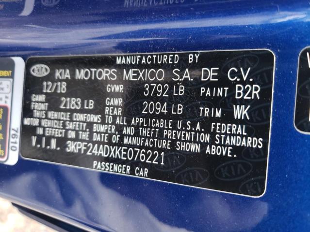 Photo 10 from auction – 2019 KIA FORTE FE with VIN 3KPF24ADXKE076221