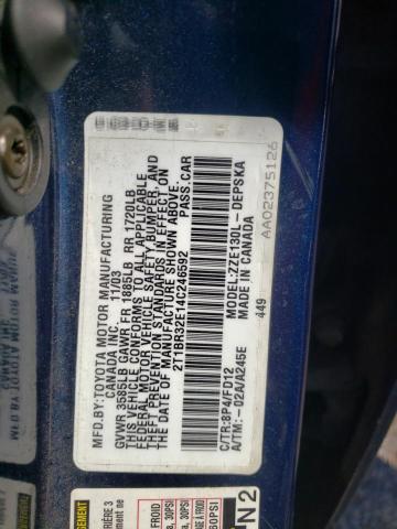 Фото 10 с аукциона – 2004 TOYOTA COROLLA CE с VIN 2T1BR32E14C246592