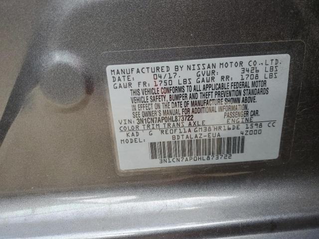 Photo 10 from auction – 2017 NISSAN VERSA S with VIN 3N1CN7AP0HL873722