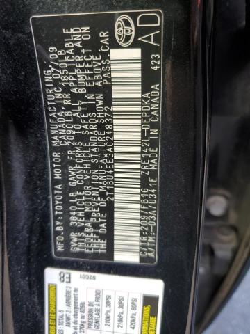 Photo 10 from auction – 2010 TOYOTA COROLLA BA with VIN 2T1BU4EE3AC248372
