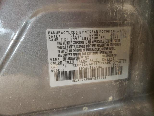 Photo 10 from auction – 2017 NISSAN SENTRA S with VIN 3N1AB7AP0HY231732