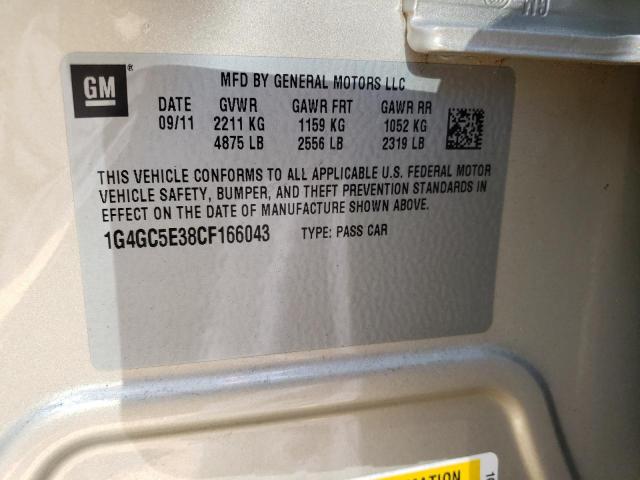 Photo 10 from auction – 2012 BUICK LACROSSE with VIN 1G4GC5E38CF166043