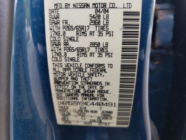 Photo 10 from auction – 2004 NISSAN FRONTIER C with VIN 1N6MD29Y24C440491