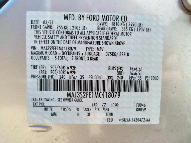 Photo 10 from auction – 2021 FORD ECOSPORT S with VIN MAJ3S2FE1MC418079
