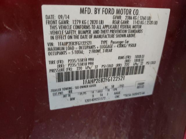 Photo 10 from auction – 2015 FORD TAURUS SEL with VIN 1FAHP2E82FG122521