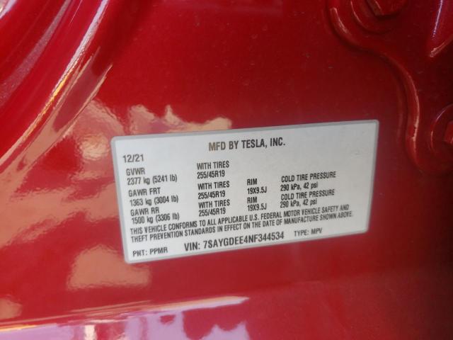 Photo 10 from auction – 2022 TESLA MODEL Y with VIN 7SAYGDEE4NF344534
