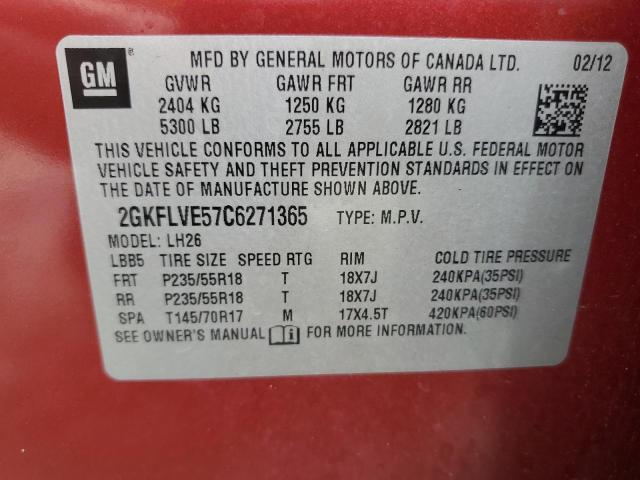 Photo 10 from auction – 2012 GMC TERRAIN SL with VIN 2GKFLVE57C6271365