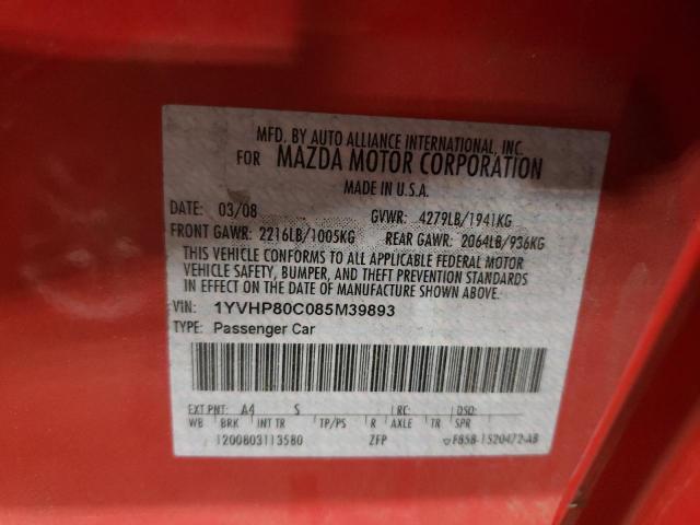 Photo 10 from auction – 2008 MAZDA 6 I with VIN 1YVHP80C085M39893
