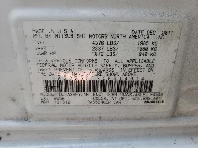 Photo 10 from auction – 2012 MITSUBISHI GALANT ES with VIN 4A32B3FFXCE014914
