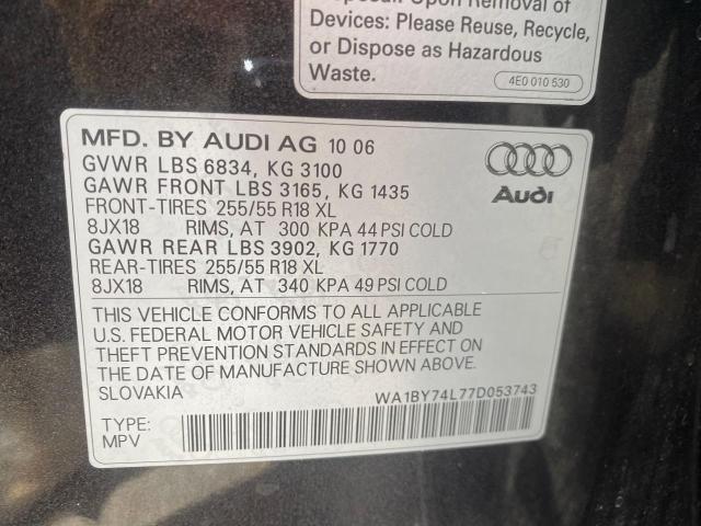 Photo 10 from auction – 2007 AUDI Q7 3.6 QUA with VIN WA1BY74L77D053743