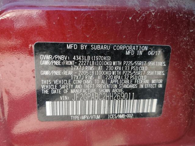 Photo 10 from auction – 2017 SUBARU CROSSTREK with VIN JF2GPABC2HH269011