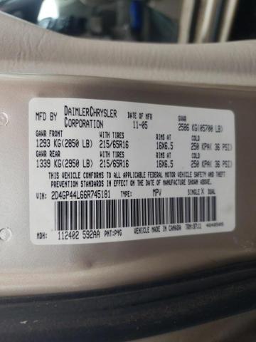 Photo 10 from auction – 2006 DODGE GRAND CARA with VIN 2D4GP44L66R745181