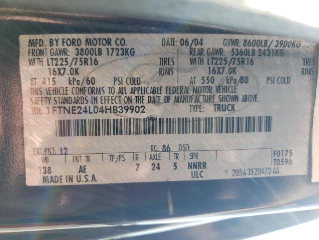 Photo 10 from auction – 2004 FORD ECONOLINE with VIN 1FTNE24L04HB39902