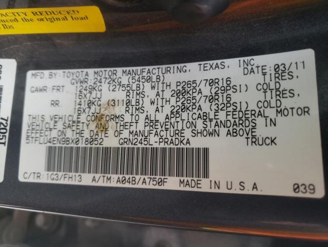 Photo 10 from auction – 2011 TOYOTA TACOMA DOU with VIN 5TFLU4EN9BX018052