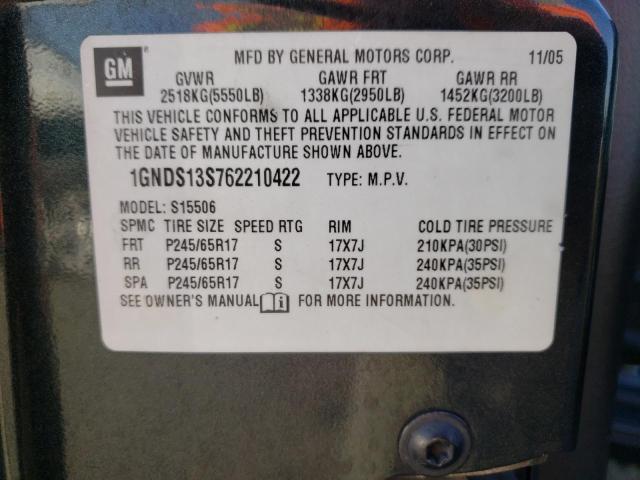 Photo 10 from auction – 2006 CHEVROLET TRAILBLAZE with VIN 1GNDS13S762210422