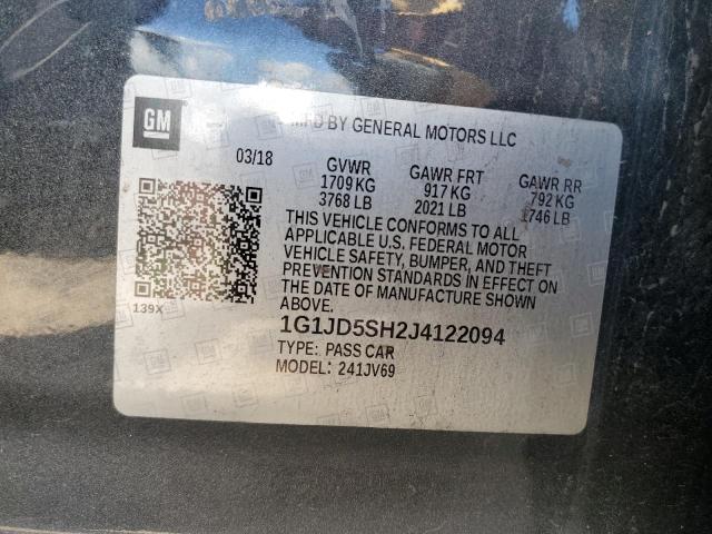 Photo 10 from auction – 2018 CHEVROLET SONIC LT with VIN 1G1JD5SH2J4122094