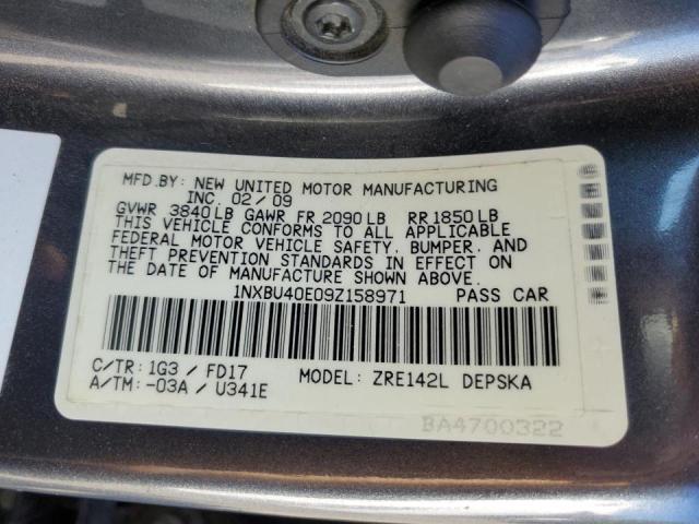 Photo 10 from auction – 2009 TOYOTA COROLLA BA with VIN 1NXBU40E09Z158971