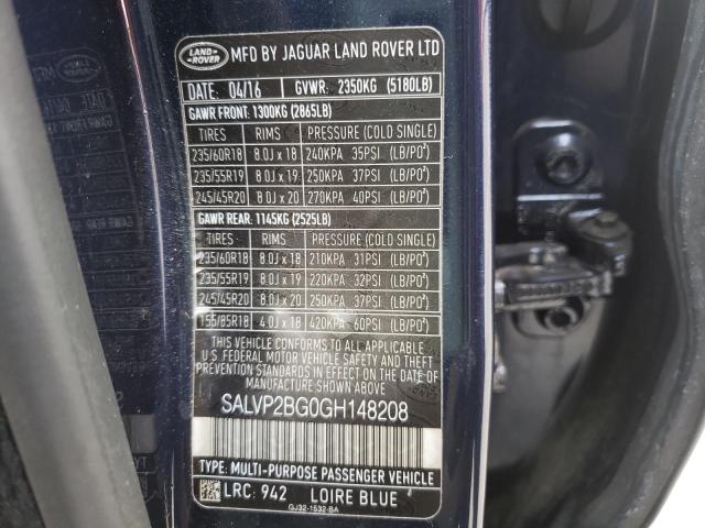 Photo 10 from auction – 2016 LAND ROVER RANGE ROVE with VIN SALVP2BG0GH148208