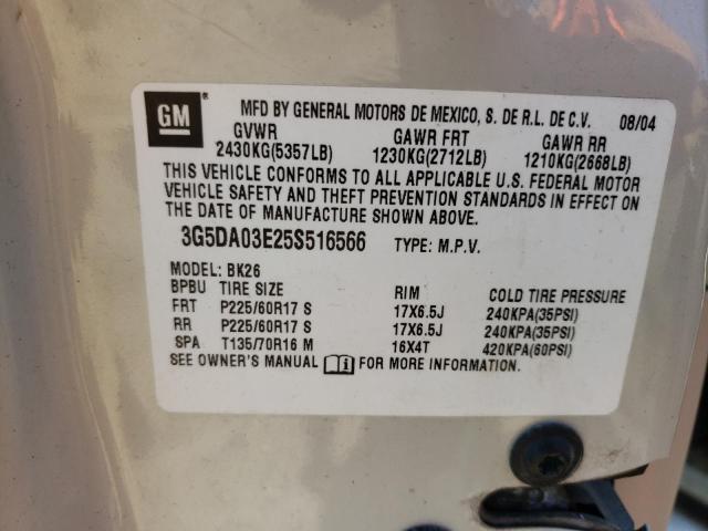 Photo 10 from auction – 2005 BUICK RENDEZVOUS with VIN 3G5DA03E25S516566