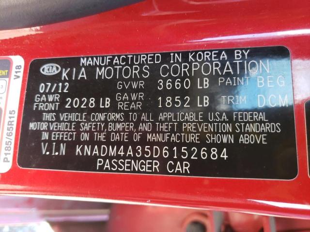 Photo 10 from auction – 2013 KIA RIO LX with VIN KNADM4A35D6152684