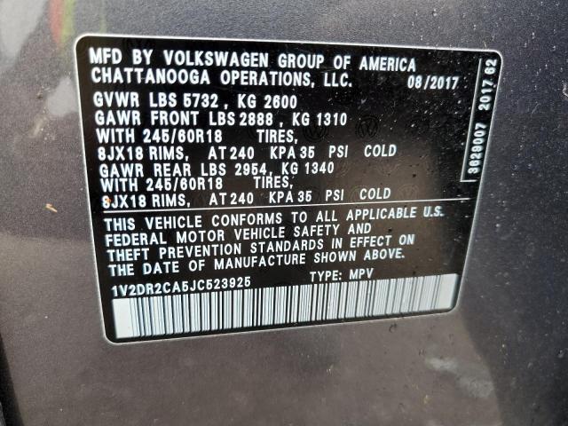 Photo 10 from auction – 2018 VOLKSWAGEN ATLAS SE with VIN 1V2DR2CA5JC523925