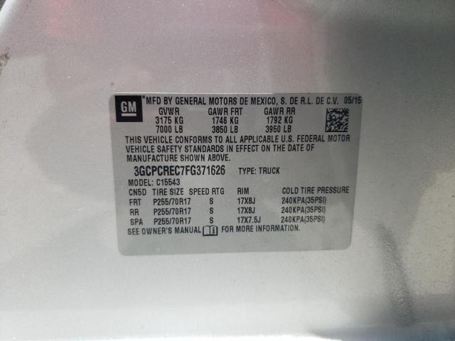 Photo 10 from auction – 2015 CHEVROLET SILVERADO with VIN 3GCPCREC7FG371626