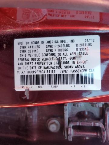 Photo 10 from auction – 2012 HONDA ACCORD EX with VIN 1HGCP2F79CA154151
